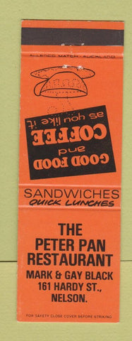 Matchbook Cover - Peter Pan Restaurant Nelson New Zealand