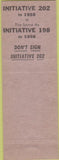 Matchbook Cover - Initiative 202 Pro Union 1958 Red