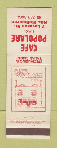 Matchbook Cover - Cafe Popolare Melbourne Australia