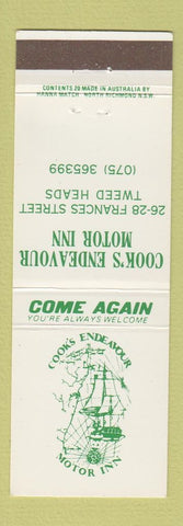 Matchbook Cover - Cook's Endeavour Motor Inn Tweed Heads Australia