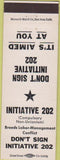 Matchbook Cover - Initiative 202 Pro Union 1958 White