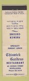 Matchbook Cover - Chiswick Gardens Restaurant Woollahra Australia