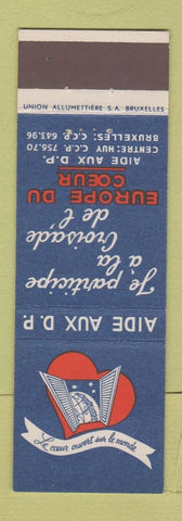 Matchbook Cover - Europe Du Coeur Aide Aux Belgium