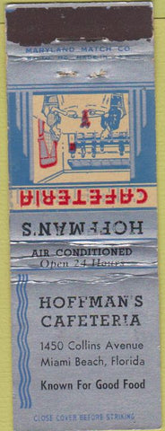 Matchbook Cover - Hoffamn's Cafeteria Miami Beach FL WEAR