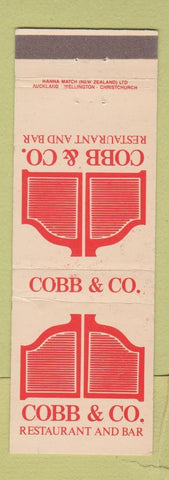 Matchbook Cover - Cobb & Co Restaurant New Zealand
