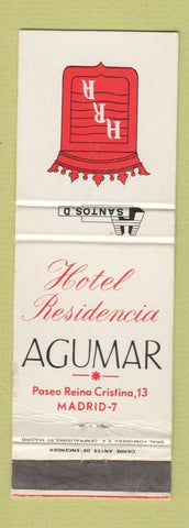 Matchbook Cover - Hotel Residencia Agumar Madrid Spain WEAR