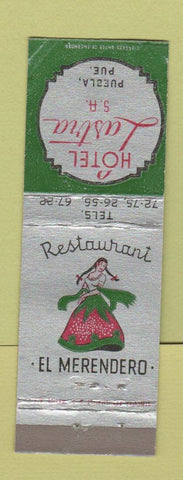 Matchbook Cover - Hotel Lastra Puebla Mexico