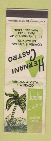 Matchbook Cover - Hernani Castro Jardim Balneario Salvador Bahia Brazil