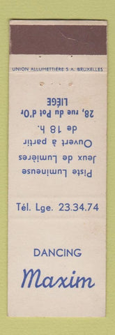 Matchbook Cover - Maxim Dancing Liege Belgium