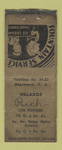 Matchbook Cover - Helados Rich Guatemala Astoria BOBTAIL WEAR