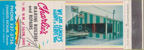 Matchbook Cover - Charlie's Marine Builders Reapir Salem OH