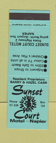 Matchbook Cover - Sunset Court Motel Napier New Zealand