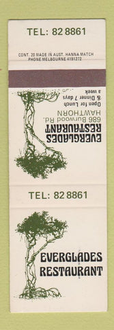 Matchbook Cover - Everglades Restaurant Hawthorn Australia SAMPLE