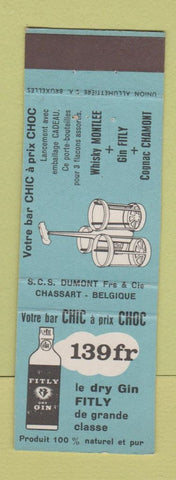 Matchbook Cover - 139fr Gin Belgium