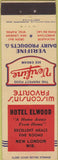 Matchbook Cover - Verifine Ice Cream New London WI Hotel Elwood