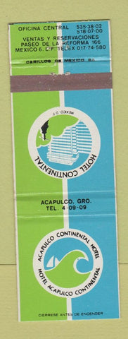 Matchbook Cover - Hotel Continental Acapulco Mexico