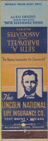 Matchbook Cover - Lincoln Insurance Cleveland OH WEAR