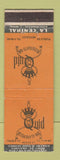 Matchbook Cover - Quid Restaurant Bar Puebla Mexico La Central WORN