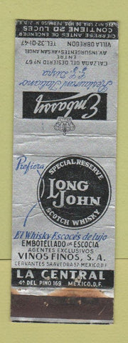 Matchbook Cover - Embassy Restaurant Villa Obregon Mexico La Central WORN