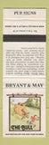 Matchbook Cover - Bryant and May Pub Signs The Bull