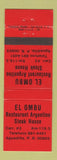 Matchbook Cover - El Ombu Restaurant Argentino Steak House Aguadilla Puerto Rico
