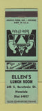 Matchbook Cover - Ellen's Lunch Room Honolulu Hawaii