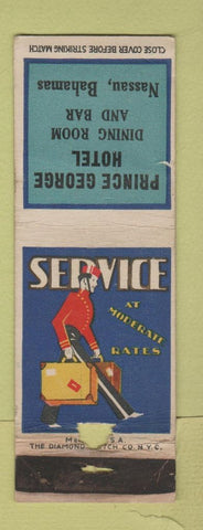 Matchbook Cover - Prince George Hotel Nassau Bahamas WORN POOR STRIKER