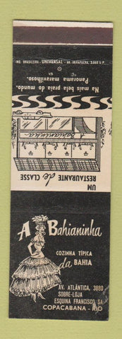 Matchbook Cover - A Bahianinha Bahia Brazil Rio De Janeiro girlie