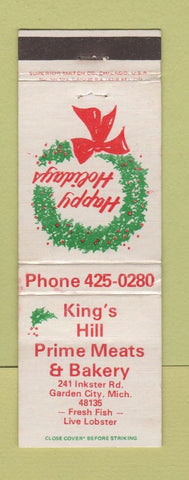 Matchbook Cover - King's Hill Prime Meats Bakery Garden City MI Christmas WEAR
