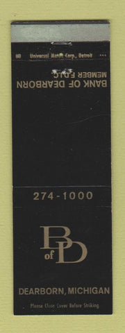 Matchbook Cover - Bank of Dearborn MI