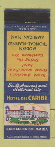 Matchbook Cover - Hotel Del Caribe Cartegena Colombia