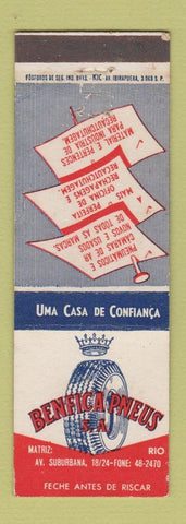Matchbook Cover - Benfica Pneus Tires Rio De Janeiro Brazil