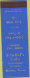 Matchbook Cover - Scheffel's Cafe Marion TX SAMPLE