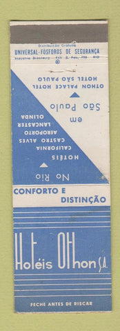 Matchbook Cover - Hotels Sao Paulo Brazil