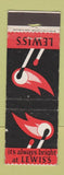 Matchbook Cover - Lewis's UK England Bryant and May WORN
