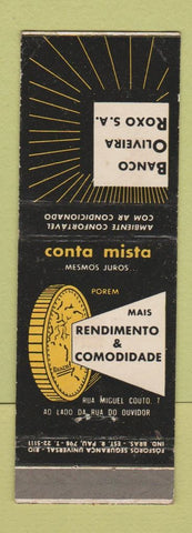 Matchbook Cover - Banco Oliveira Roxo Brazil