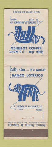 Matchbook Cover - Banco Loterico Niteroi Brazil elephant WEAR