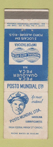 Matchbook Cover - Posto Mundial oil gas Brazil
