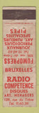 Matchbook Cover - Radio Competence Diques Belgium WORN