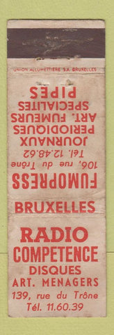 Matchbook Cover - Radio Competence Diques Belgium WORN