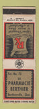 Matchbook Cover - La Pharmacie Berthier Berthierville QC