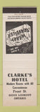Matchbook Cover - Clarke's Hotel Sioux Lookout ON