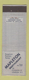Matchbook Cover - Mapleton Restaurant London UK England