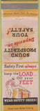 Matchbook Cover - Wear Safety Shoes Barber Coleman Rockford IL WEAR