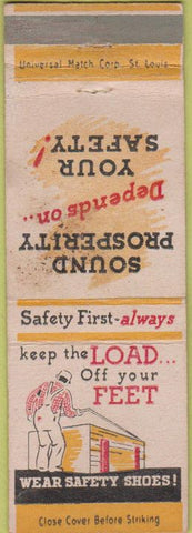 Matchbook Cover - Wear Safety Shoes Barber Coleman Rockford IL WEAR