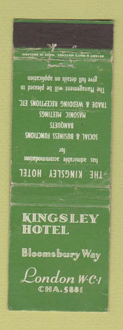 Matchbook Cover - Kingsley Hotel London UK England WEAR
