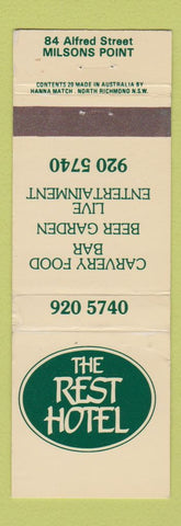 Matchbook Cover - The Rest Hotel Milsons Point Australia