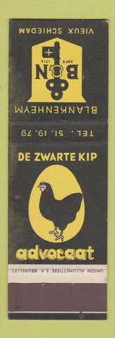 Matchbook Cover - Blankenheym De Swarte Kip Advocaat Belgium