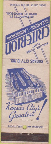 Matchbook Cover - Criterion Cleaners Kansas City MO