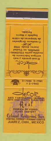 Matchbook Cover - Colonial Restaurant Bar Juarez Mexico